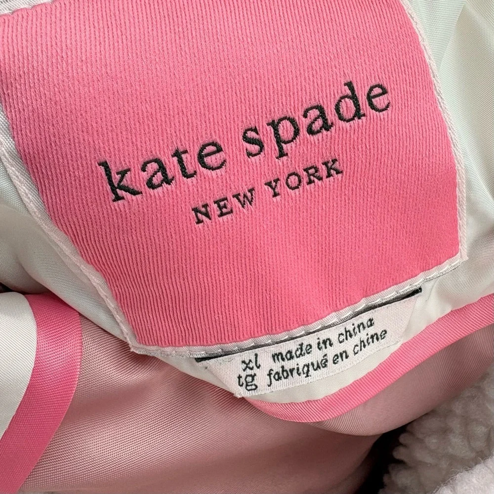 KATE SPADE Mixed Media Sherpa and Down Coat, French Cream